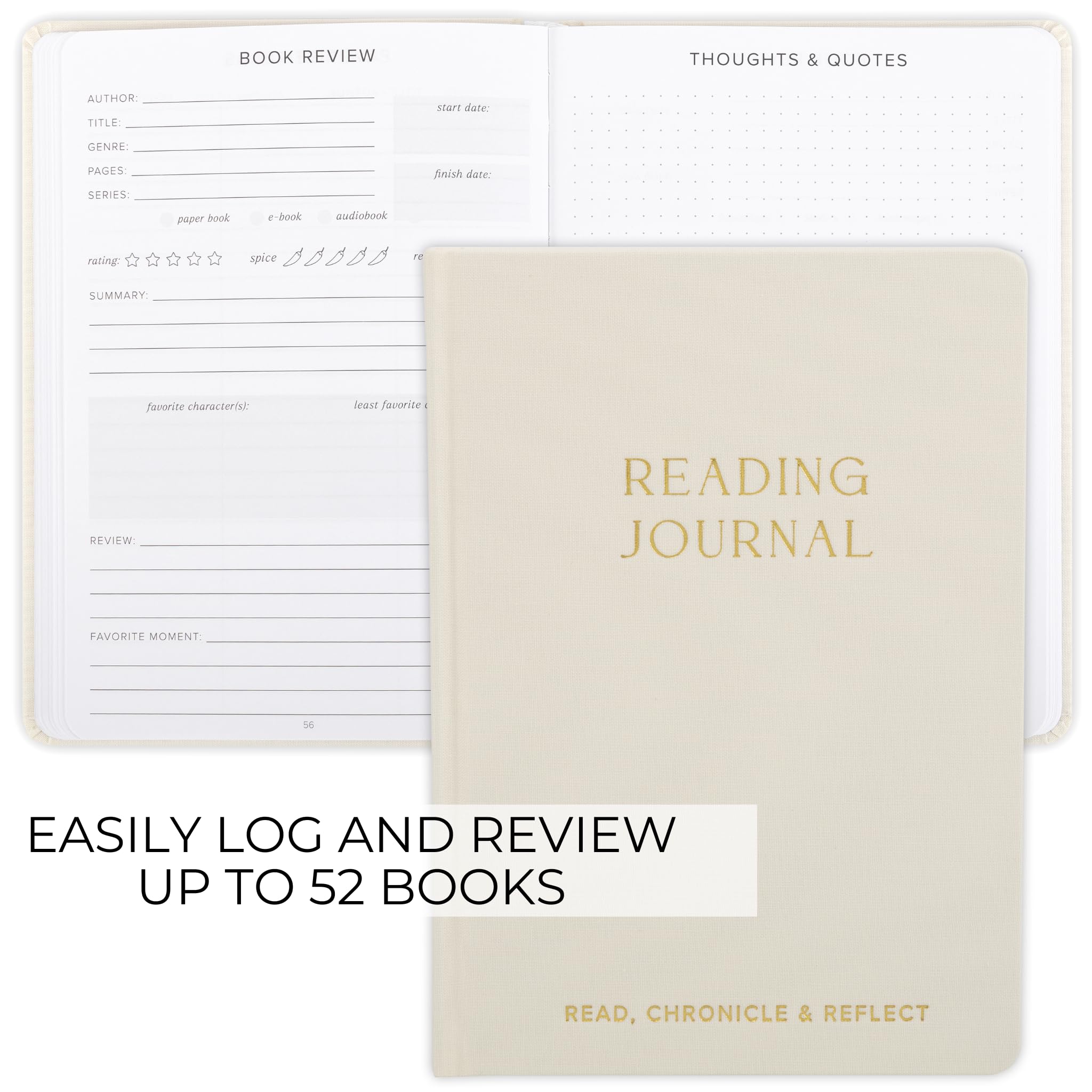 ZICOTO Beautiful Reading Journal for Book Lovers - Linen Hard Cover Book Makes a Great Gift for Readers - The Perfect Tracker with Reading Log & Review Pages For Keeping Notes on Your Favorite Books
