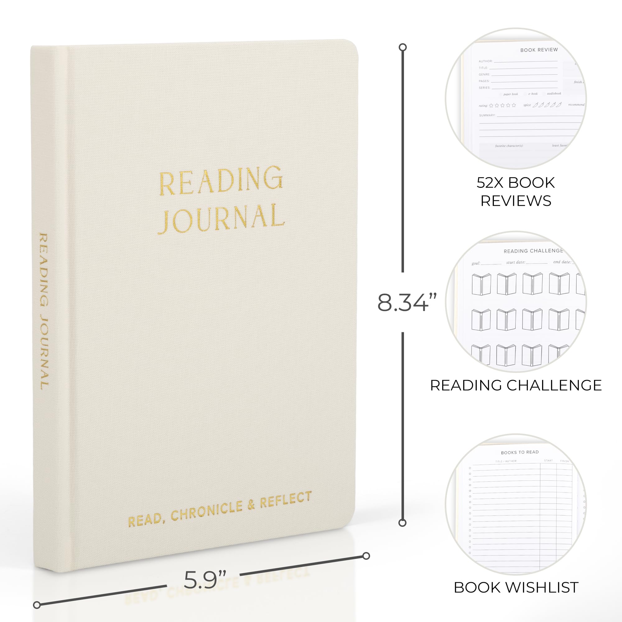 ZICOTO Beautiful Reading Journal for Book Lovers - Linen Hard Cover Book Makes a Great Gift for Readers - The Perfect Tracker with Reading Log & Review Pages For Keeping Notes on Your Favorite Books