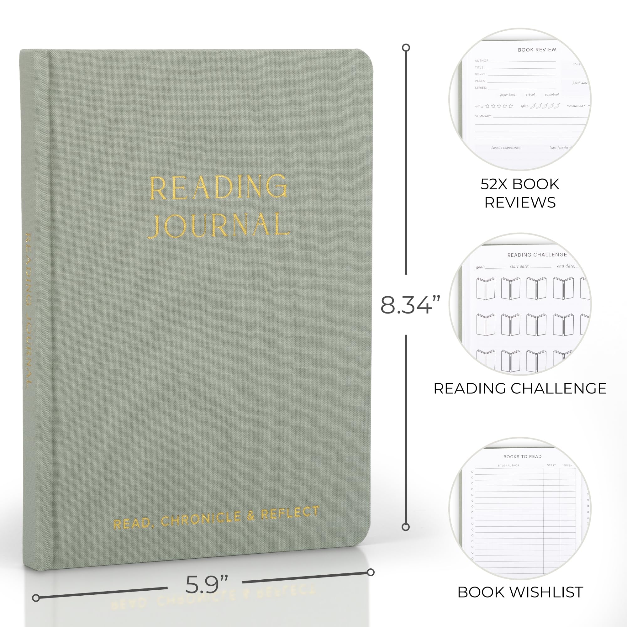 ZICOTO Beautiful Reading Journal for Book Lovers - Linen Hard Cover Book Makes a Great Gift for Readers - The Perfect Tracker with Reading Log & Review Pages For Keeping Notes on Your Favorite Books