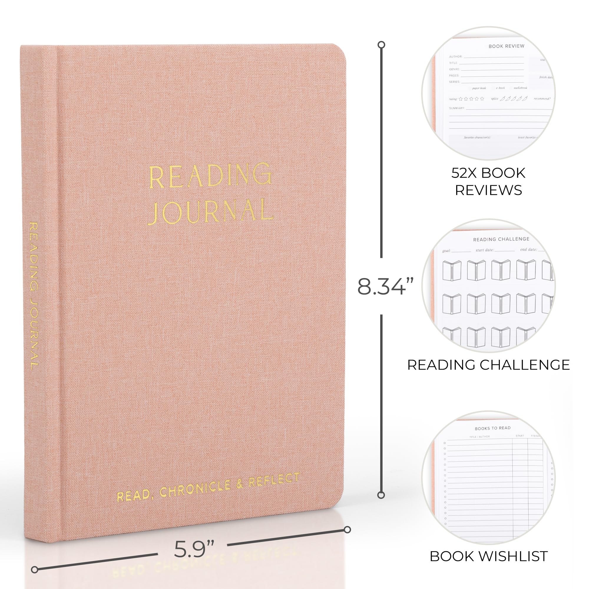 ZICOTO Beautiful Reading Journal for Book Lovers - Linen Hard Cover Book Makes a Great Gift for Readers - The Perfect Tracker with Reading Log & Review Pages For Keeping Notes on Your Favorite Books