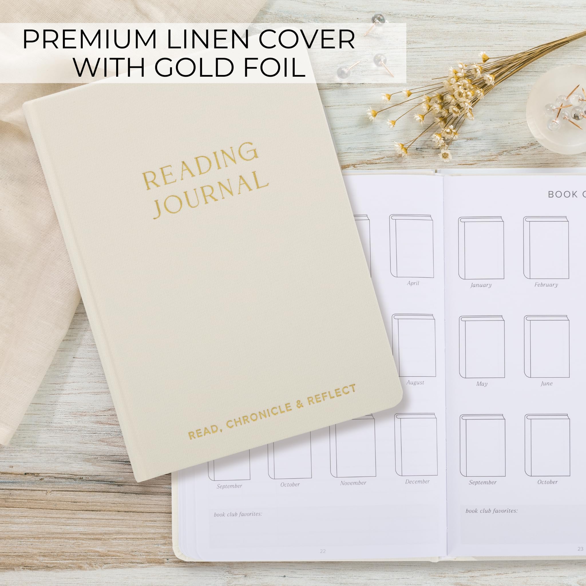 ZICOTO Beautiful Reading Journal for Book Lovers - Linen Hard Cover Book Makes a Great Gift for Readers - The Perfect Tracker with Reading Log & Review Pages For Keeping Notes on Your Favorite Books