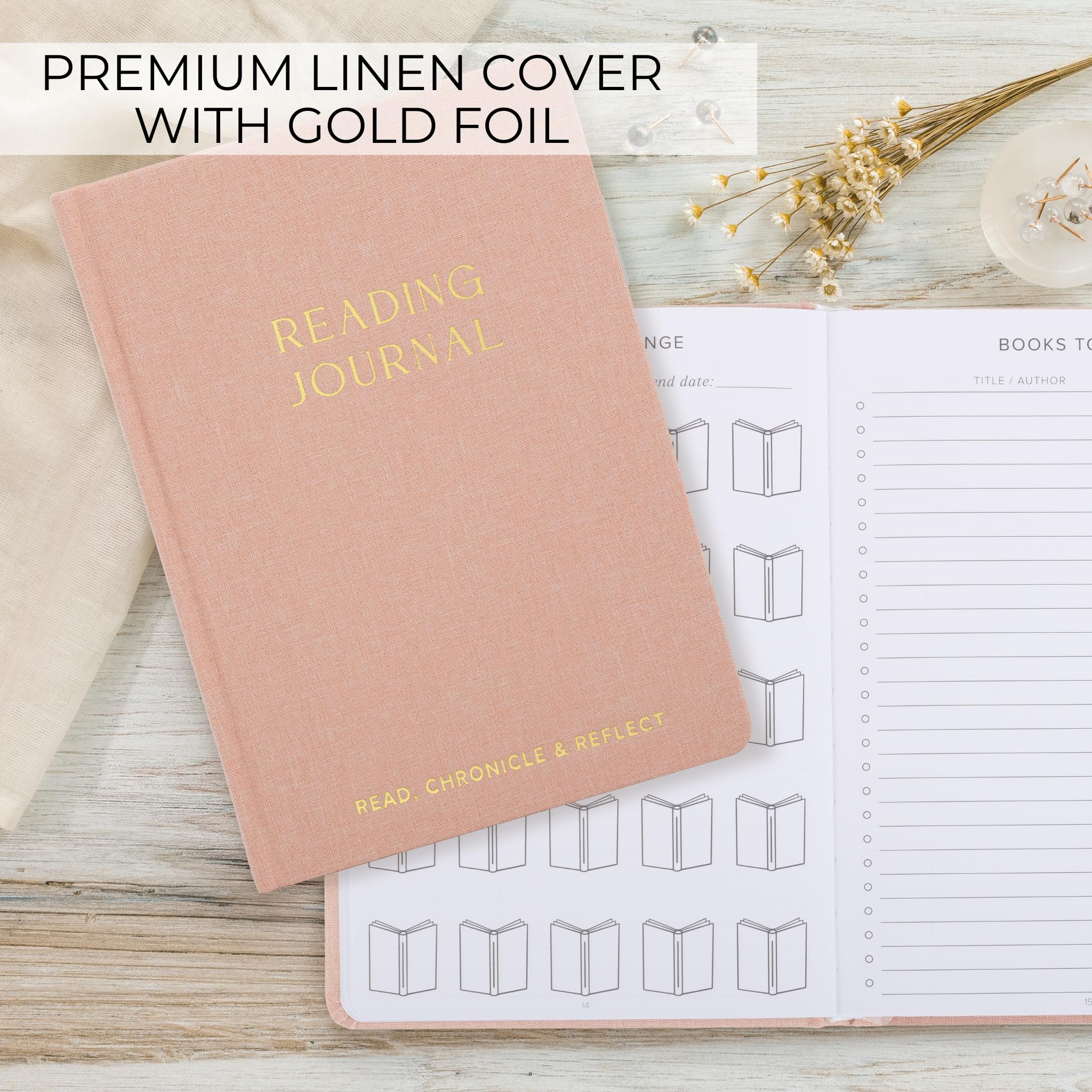 ZICOTO Beautiful Reading Journal for Book Lovers - Linen Hard Cover Book Makes a Great Gift for Readers - The Perfect Tracker with Reading Log & Review Pages For Keeping Notes on Your Favorite Books