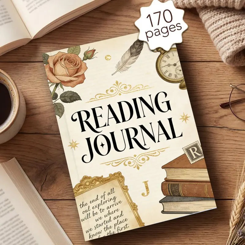 A5 Reading Journal, Daily Book Planner (170 Pages), 52 Book Review Templates, Quote Journal - Perfect Gift for Book Lovers
