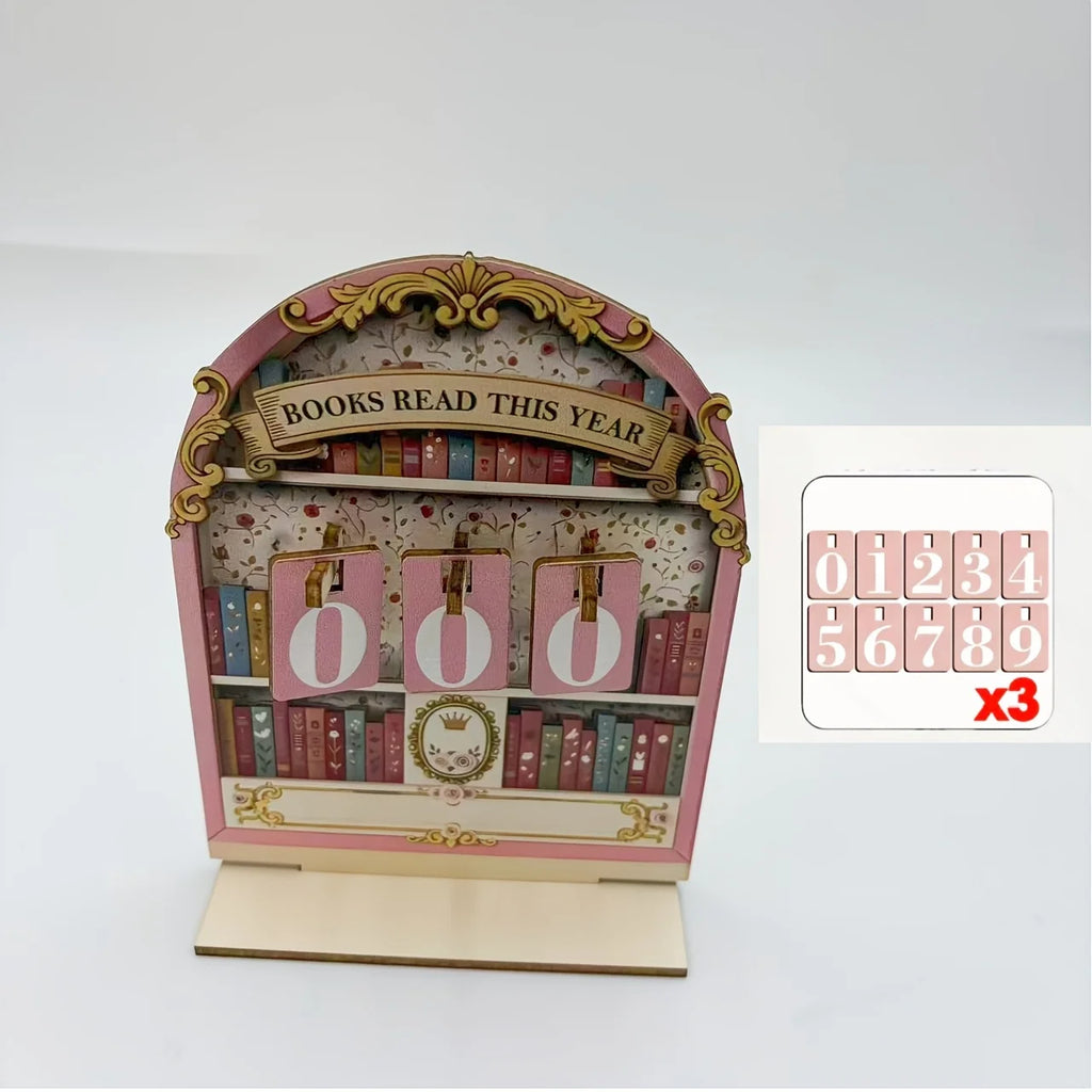 Wooden Book Read This Year Counter Reading Challenge Tracker Bookshelf Club Classroom Decor New Years Gifts for Bookworm Family