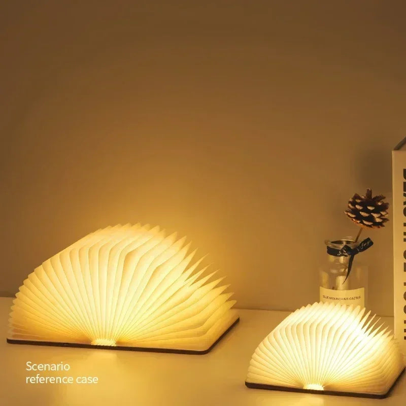 LED Wooden Book Lamp Creative 3D Book Light Folding LED Night Light USB Recharge Decor Bedroom Table Lamp for Kid Brithday Gifts