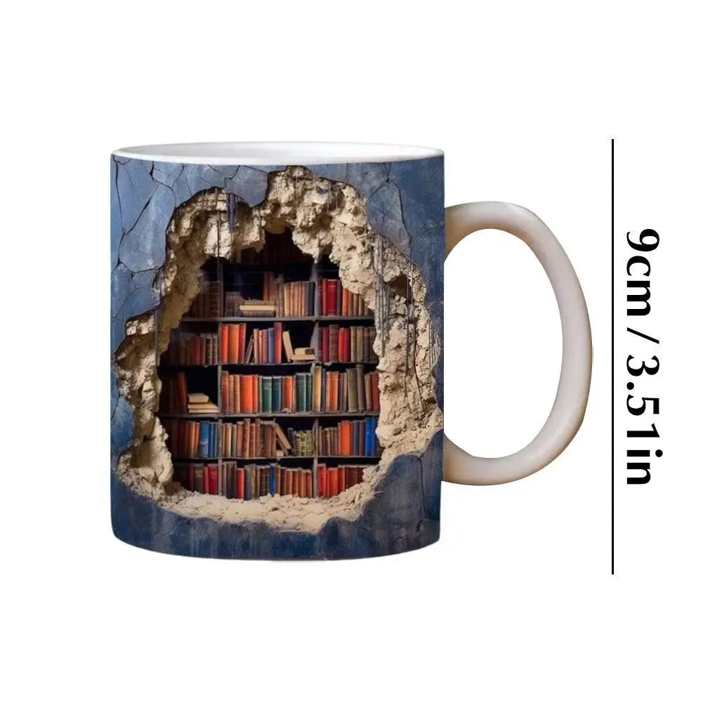Bookshelf Mug, Library Shelf Cup, Book Lovers Ceramic Coffee Mug Cool Christmas Gifts For Readers Book Lovers Multi-Purpose