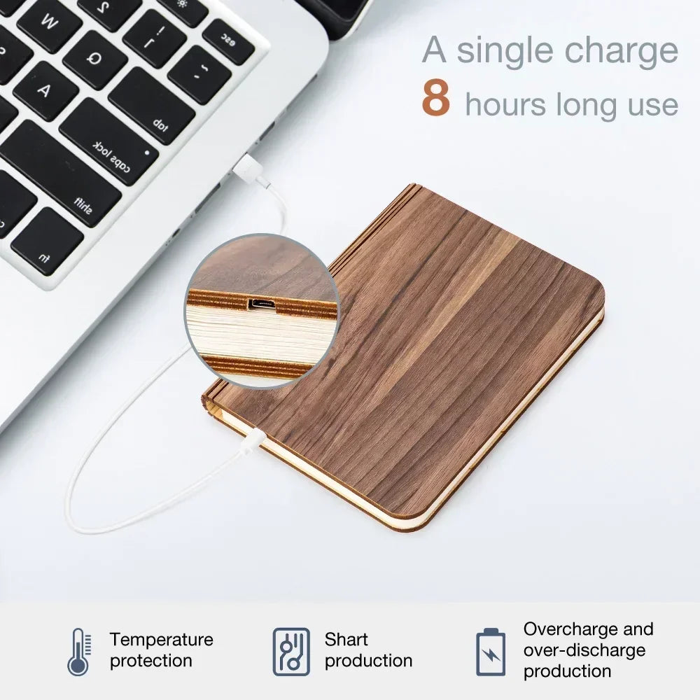 LED Wooden Book Lamp Creative 3D Book Light Folding LED Night Light USB Recharge Decor Bedroom Table Lamp for Kid Brithday Gifts