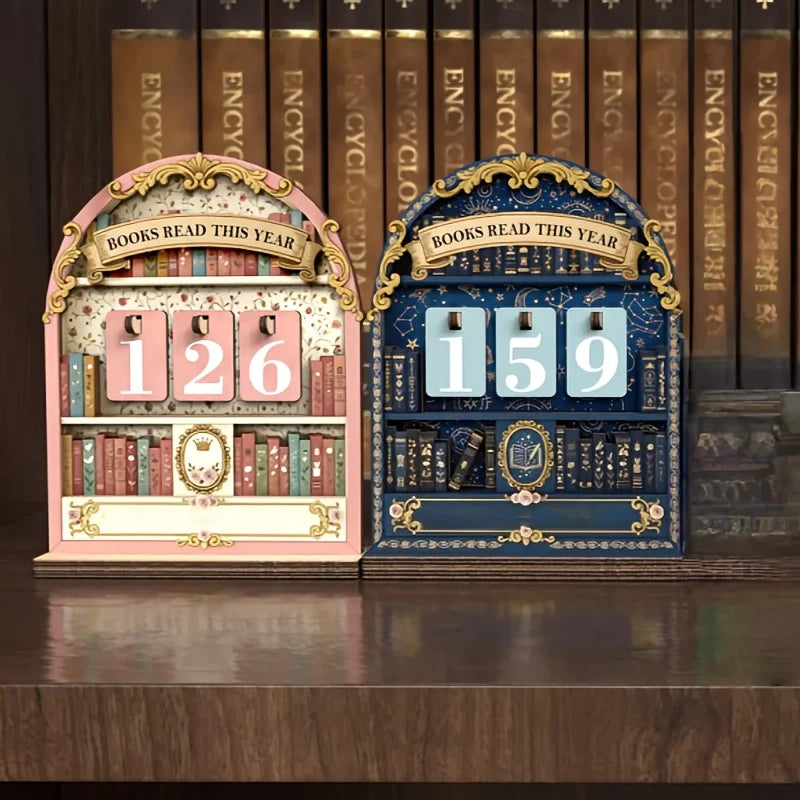 Wooden Book Read This Year Counter Reading Challenge Tracker Bookshelf Club Classroom Decor New Years Gifts for Bookworm Family