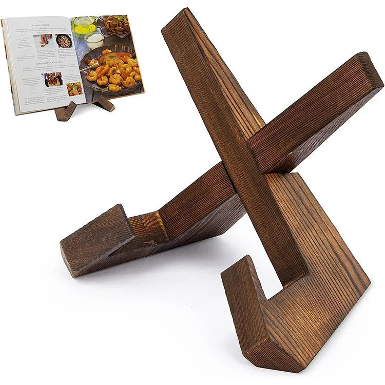 Wooden Recipe Holder for Dining Room, Kitchen Menu Display Stand, Hanging Study Desk Reading Wooden Bookend
