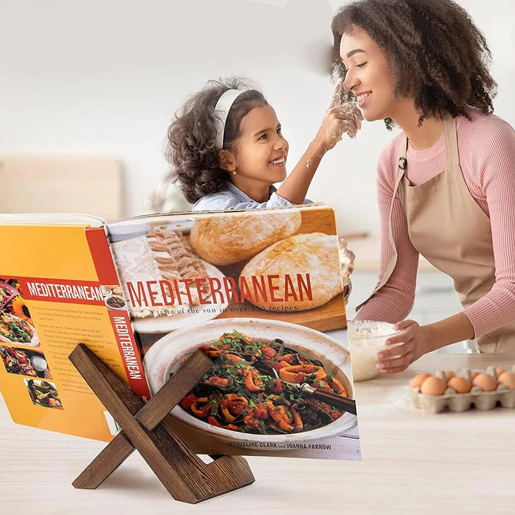 Wooden Recipe Holder for Dining Room, Kitchen Menu Display Stand, Hanging Study Desk Reading Wooden Bookend