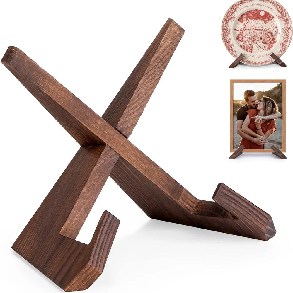Wooden Recipe Holder for Dining Room, Kitchen Menu Display Stand, Hanging Study Desk Reading Wooden Bookend