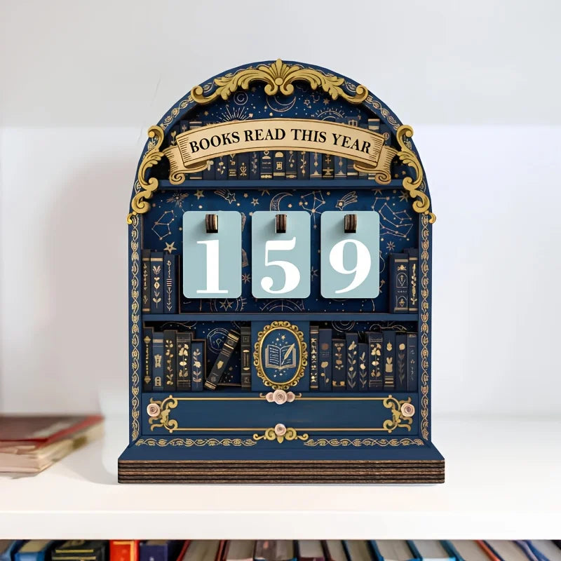 Wooden Book Read This Year Counter Reading Challenge Tracker Bookshelf Club Classroom Decor New Years Gifts for Bookworm Family