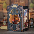 CUTEBEE DIY Book Nook Kit Miniature Dollhouse with Light Wooden Bookshelf Insert Retro Booknook Decor for Gifts Bookshop Series