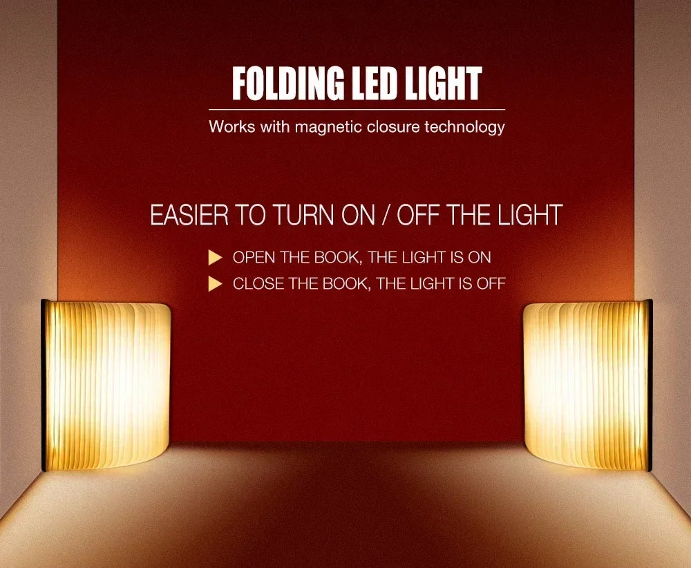 LED Wooden Book Lamp Creative 3D Book Light Folding LED Night Light USB Recharge Decor Bedroom Table Lamp for Kid Brithday Gifts