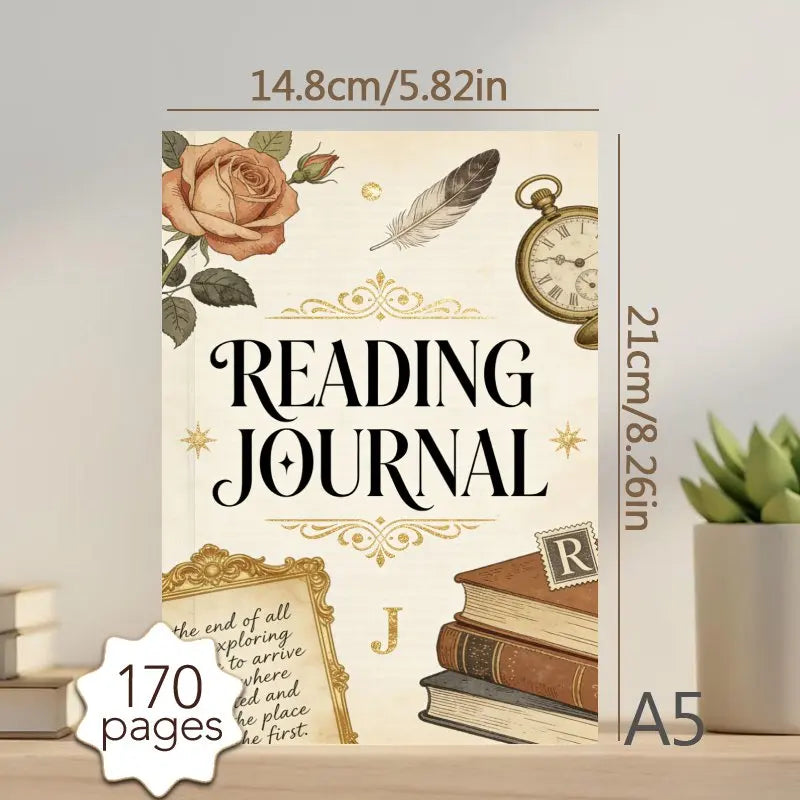 A5 Reading Journal, Daily Book Planner (170 Pages), 52 Book Review Templates, Quote Journal - Perfect Gift for Book Lovers