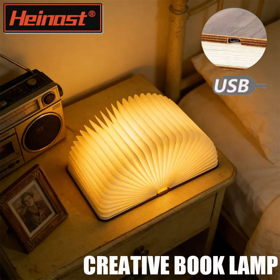 LED Wooden Book Lamp Creative 3D Book Light Folding LED Night Light USB Recharge Decor Bedroom Table Lamp for Kid Brithday Gifts