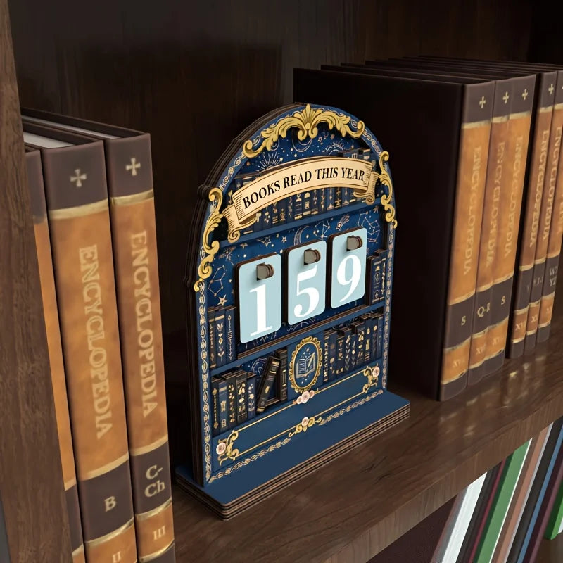 Wooden Book Read This Year Counter Reading Challenge Tracker Bookshelf Club Classroom Decor New Years Gifts for Bookworm Family